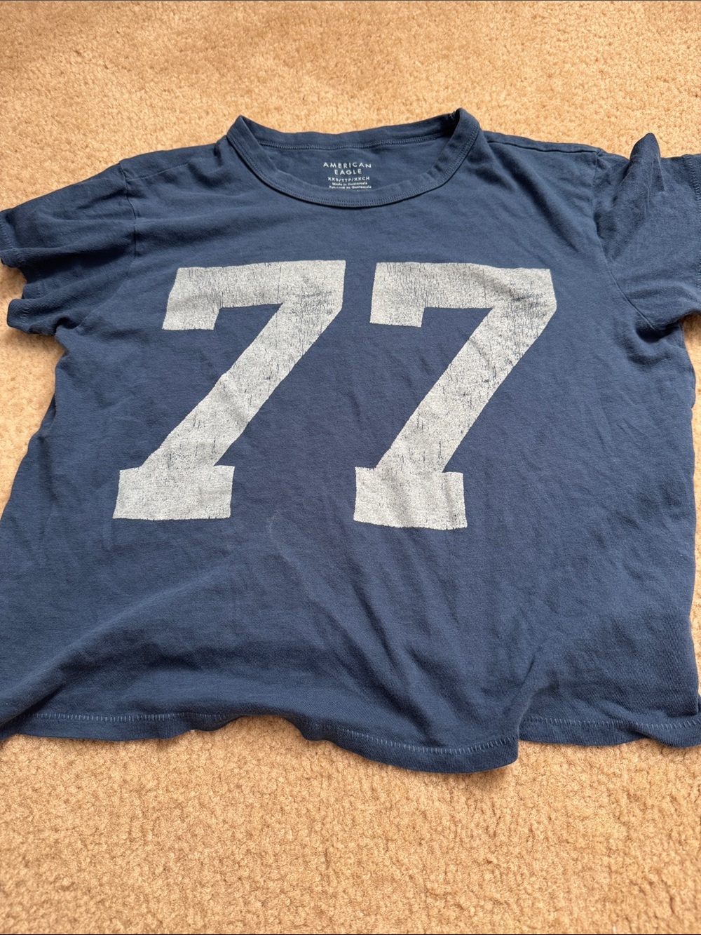American Eagle Outfitters Navy Tee with White '77' Graphic
